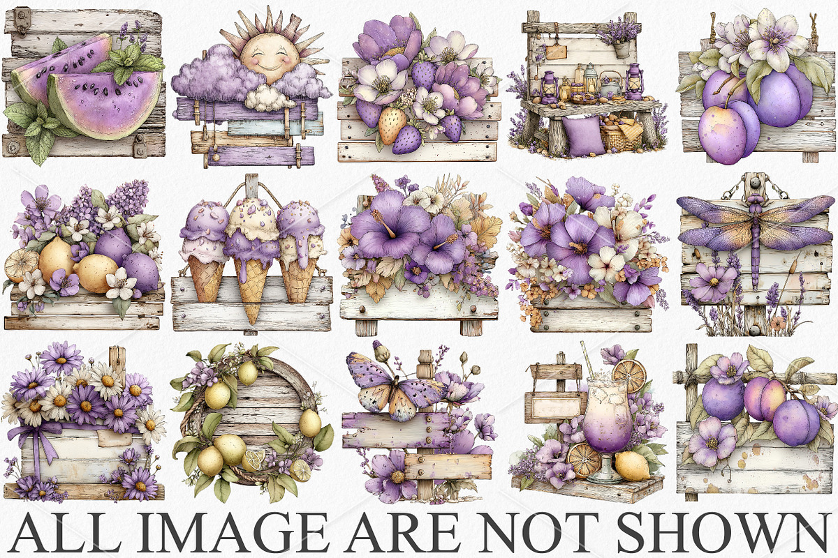 Whimsical Summer Wooden Sing Clipart, an Illustration by Canvas Craft (Photo 3 of 7)