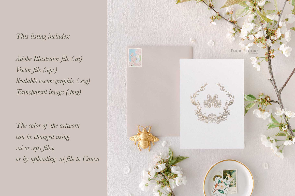 Coral Wedding Crest, a Decorative Illustration by Encre Studio (Photo 4 of 7)
