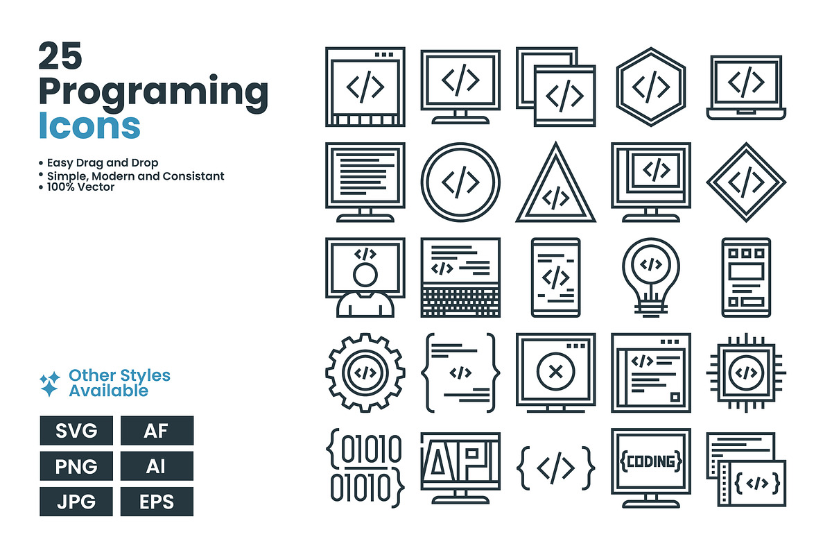 Programing Outline Icons, an Outline Icon by erifqizeicon (Photo 1 of 2)