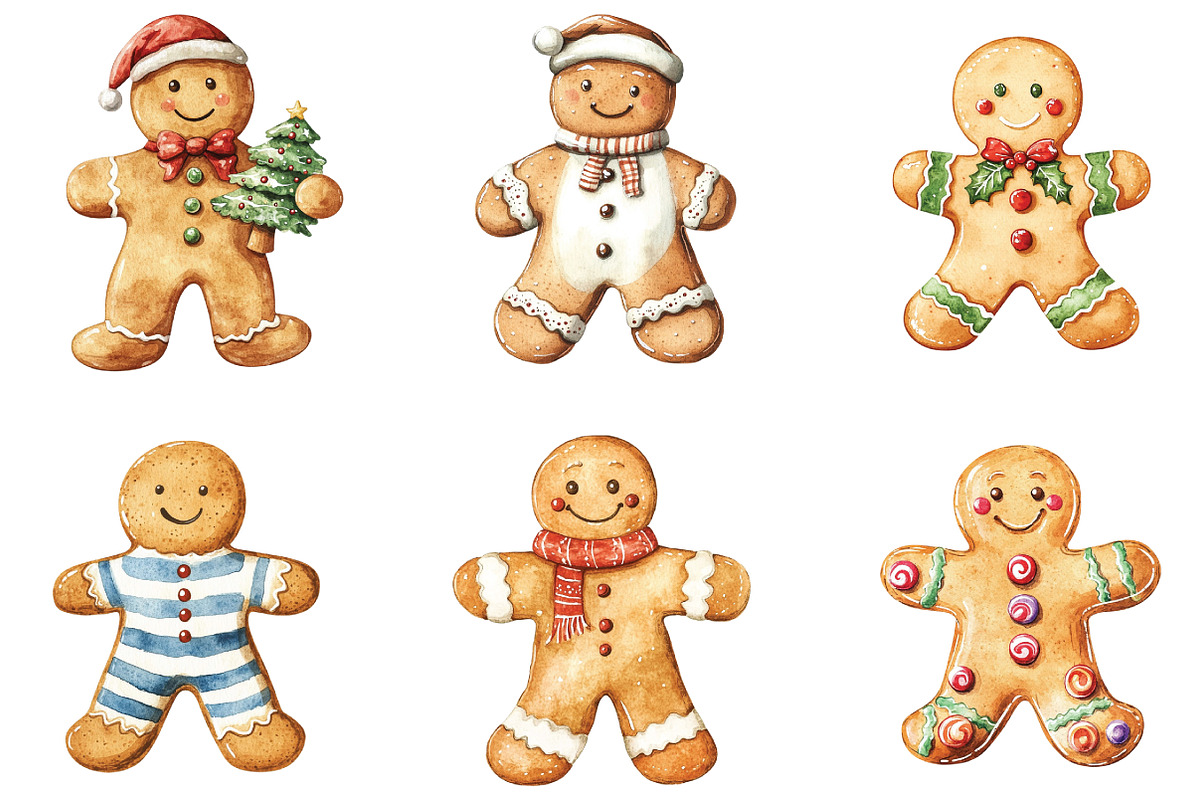 Christmas Gingerbread Man Cookie, an Illustration by CraftArtStudio (Photo 3 of 6)