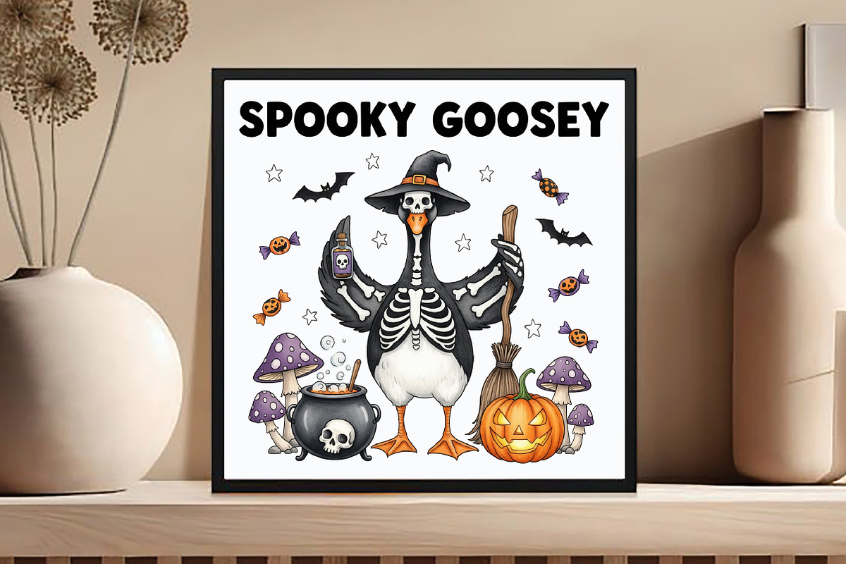 Spooky Goosey,Skeleton Goose Png,Fun, an Illustration by DreamCafeArt (Photo 5 of 7)
