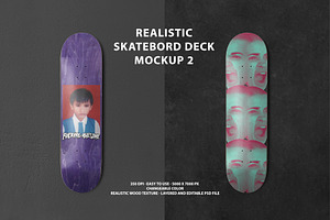 Realistic Skateboard Deck Mockup 2, a Product Mockup by Uncentrifuged Pressure