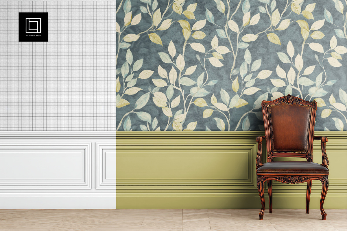Vintage Wallpaper Paneling Mockup, a Household Mockup by 1001 mockups (Photo 1 of 7)