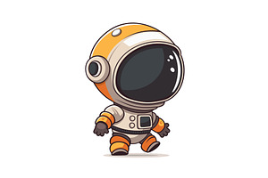 Cute Cartoon Astronaut Isolated On