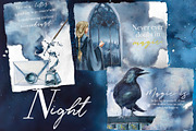 Hand-Painted Night Clipart Set, an Animal Illustration by ArtCreationsDesign (Thumbnail 24 of 29)
