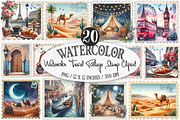 Watercolor Travel Postage Stamp PNG, an Illustration by Designking (Thumbnail 1 of 4)
