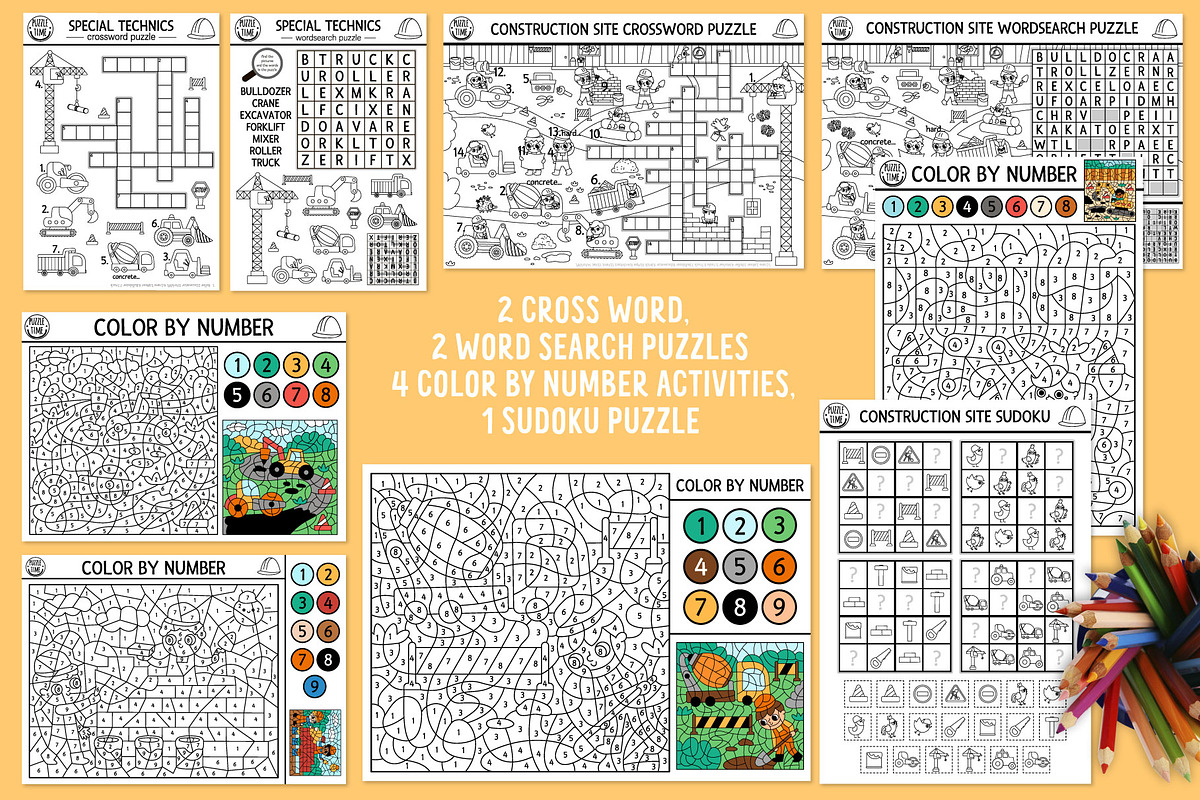 Construction site coloring games, an Education Illustration by Lexi Claus (Photo 7 of 15)