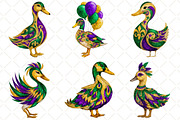 Watercolor Mardi Gras Duck Clipart, an Illustration by Black Bird Studio (Thumbnail 6 of 6)