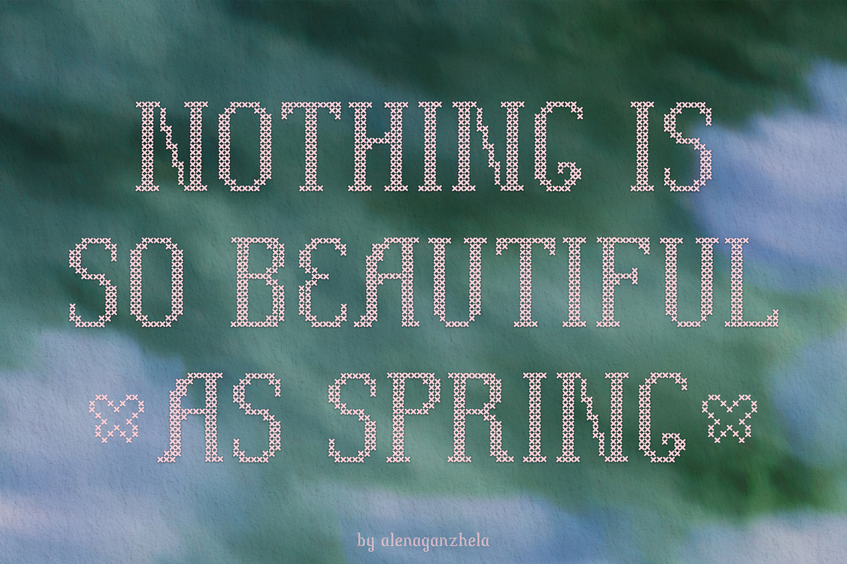 APRIL THREAD - Cross-Stitch Font, a Serif Font by alenaganzhela (Photo 3 of 9)