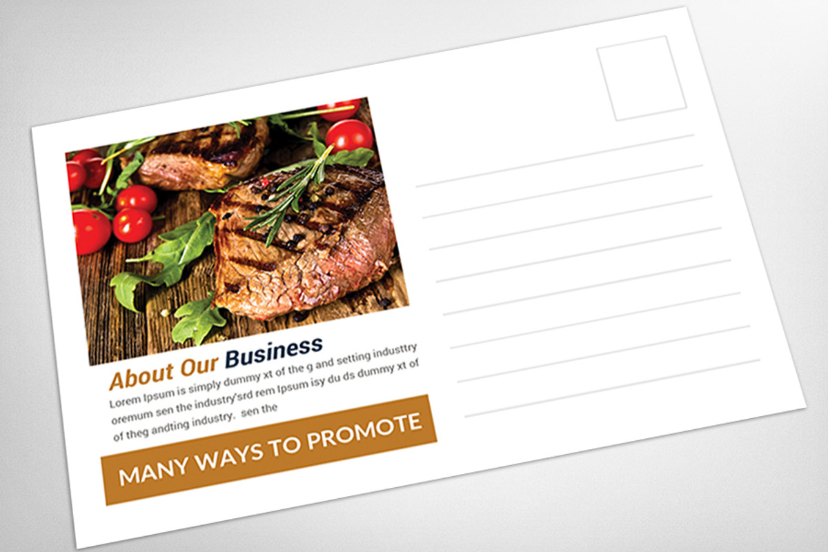 Restaurant Post Card Design, a Card Template by AfzaalGraphics (Photo 4 of 4)