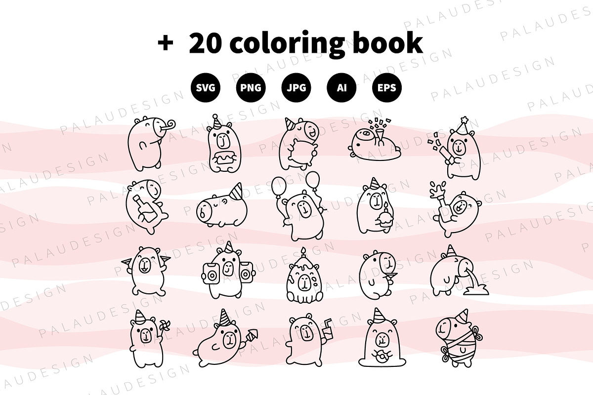 Cute Capybara Party, an Animal Illustration by Palau (Photo 11 of 12)