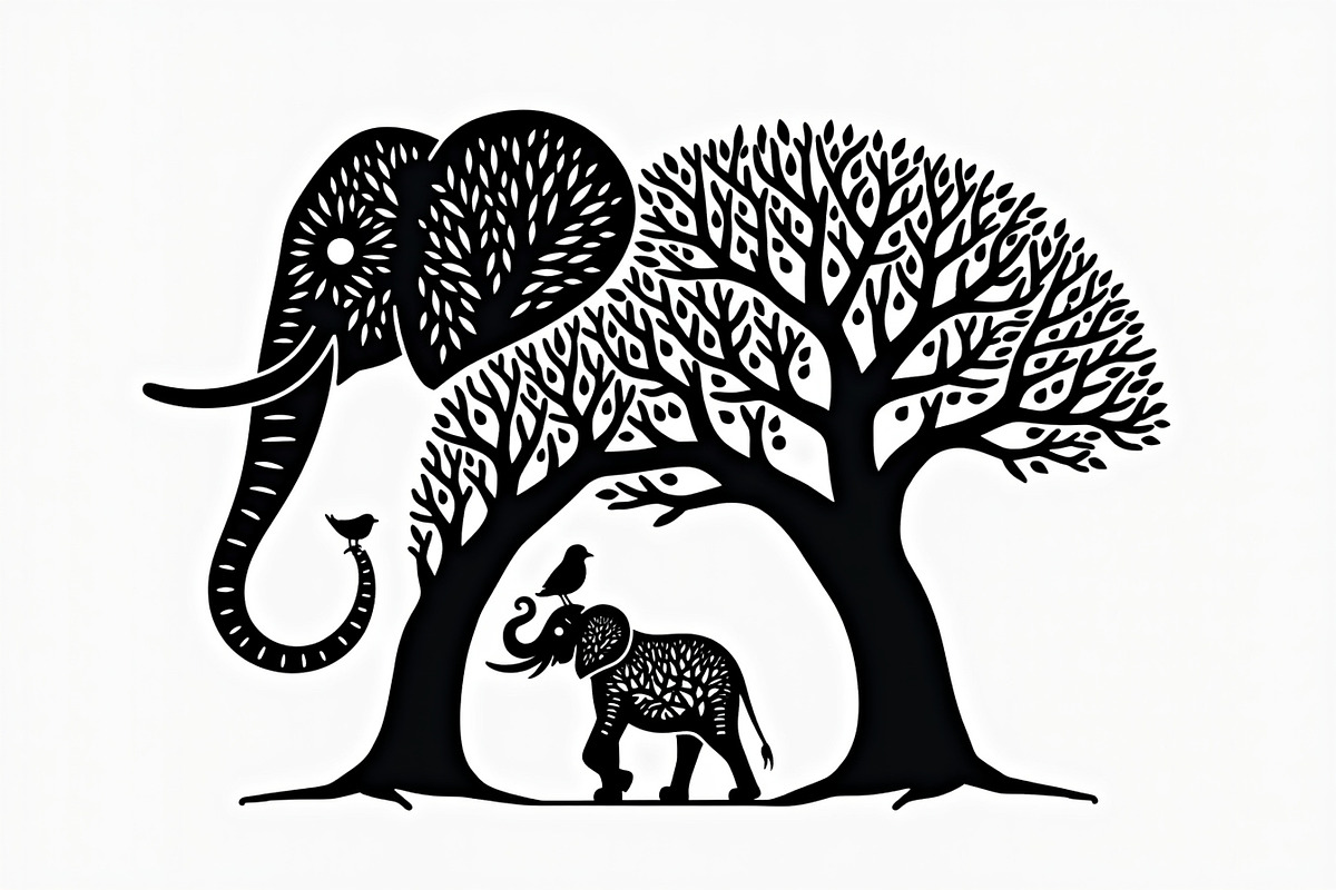 Silhouette of a Cute Elephant vector, an Illustration by Amazin_art (Photo 21 of 21)