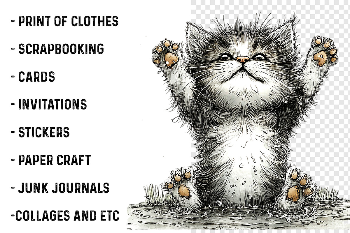 Whimsical Summer Cats Clipart, an Illustration by SinaCreation (Photo 3 of 7)