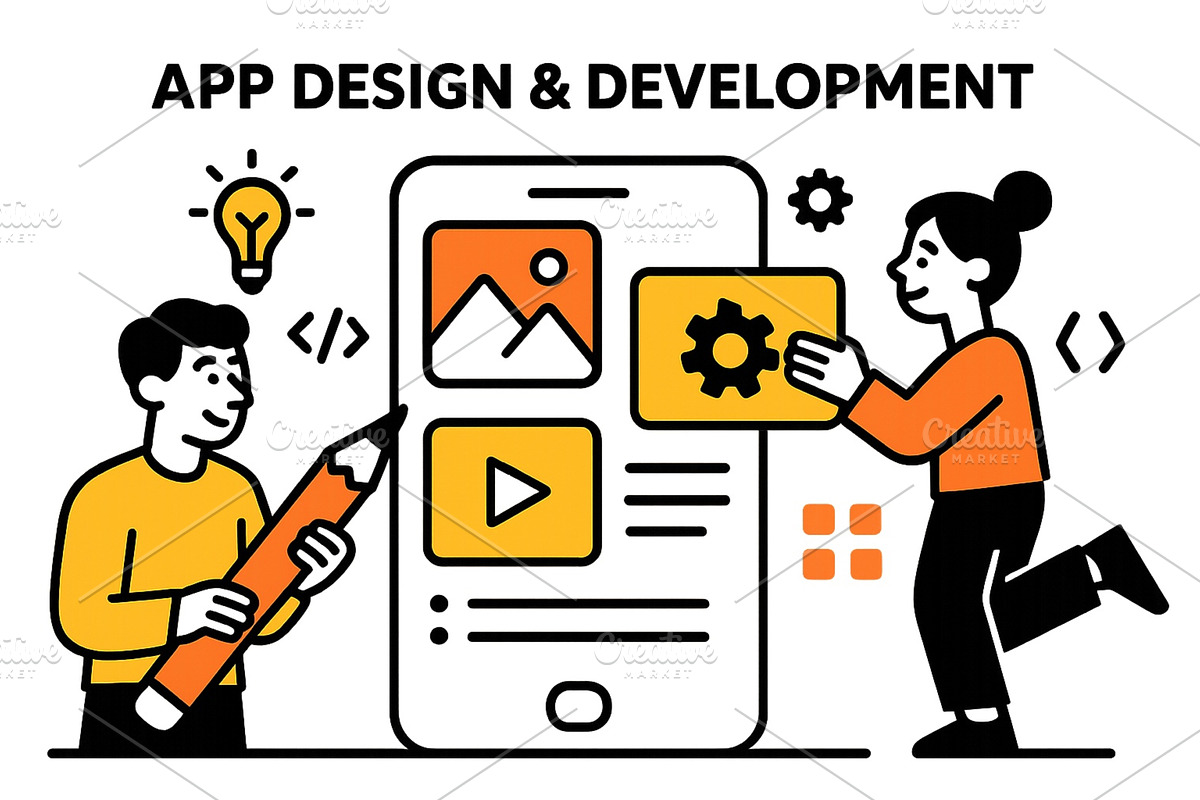 Vector illustration showcasing app, a Technology Illustration by ZinetroN