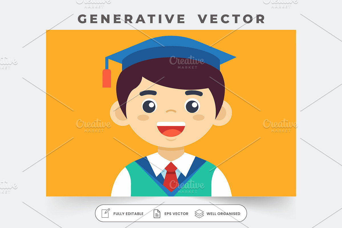 A happy student in a graduation cap, a Graphic by Iftikhar Alam