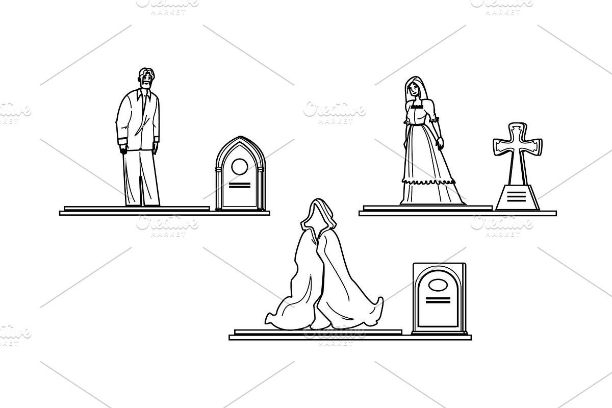 supernatural spirit cemetery ghost, a Person Illustration by pikepicture