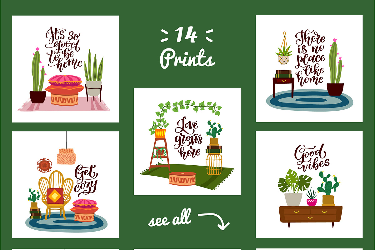 Cozy Boho Home Graphics Set, a Decorative Illustration by Anna Krestiannykova (Photo 4 of 12)