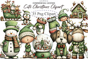 Cute Christmas Watercolor Clipart, an Illustration by designcity5 (Thumbnail 1 of 5)