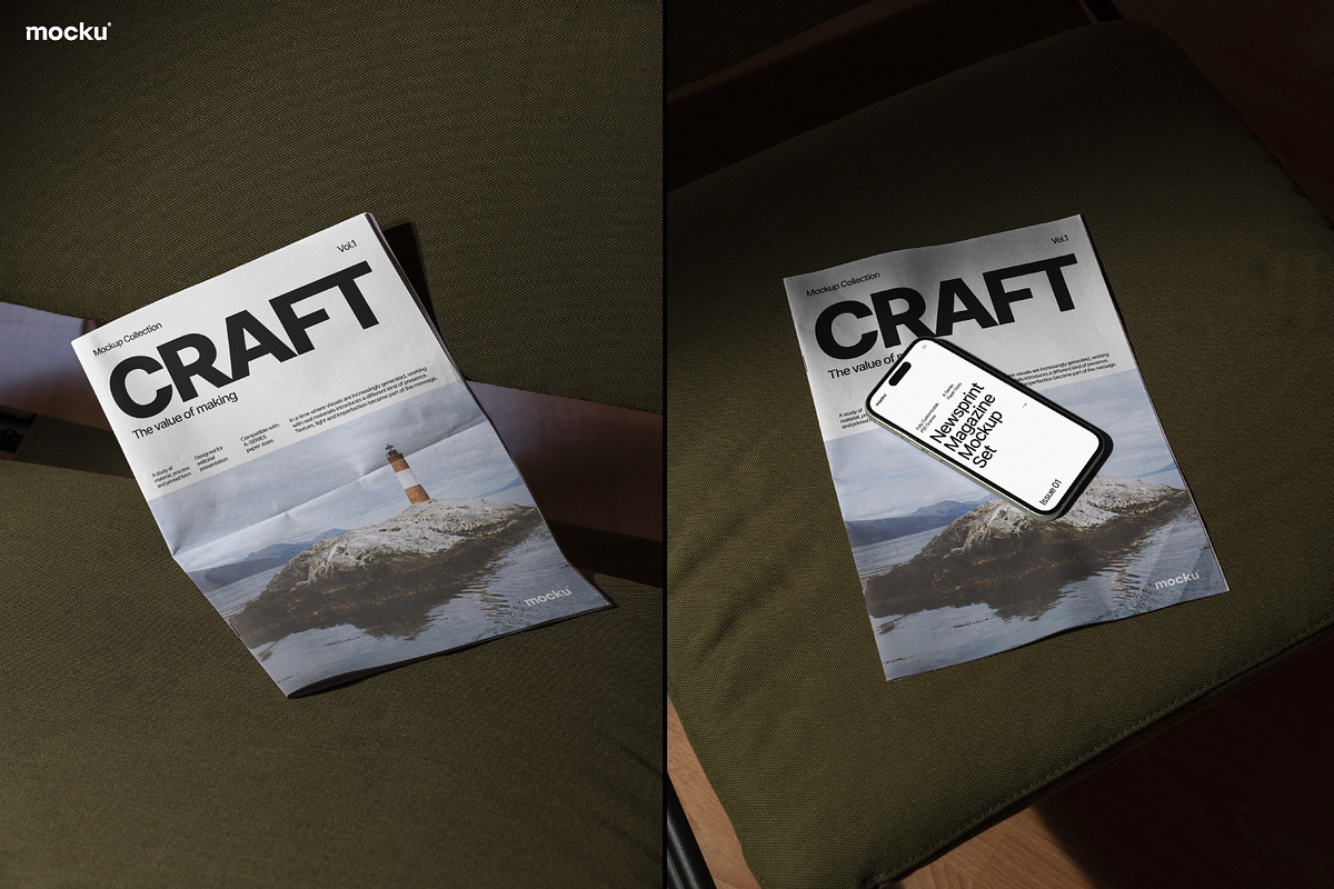 Newsprint Magazine Mockup Set, a Books & Magazine Mockup by Mocku (Photo 14 of 21)