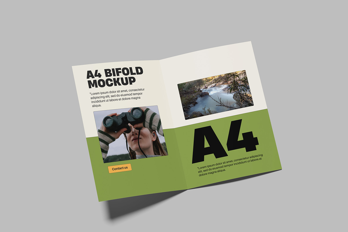 A4 Bi-Fold Brochure Mockup, an Advertising Mockup by safrizalstudio (Photo 4 of 13)