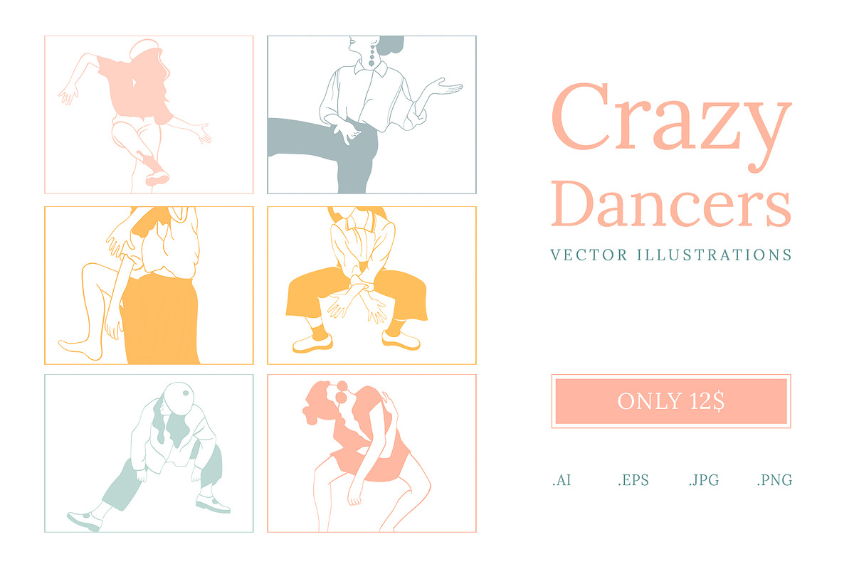 Crazy Dancers Vector Illustrations, a Person Illustration by Mariia Kovalchuk (Photo 1 of 6)
