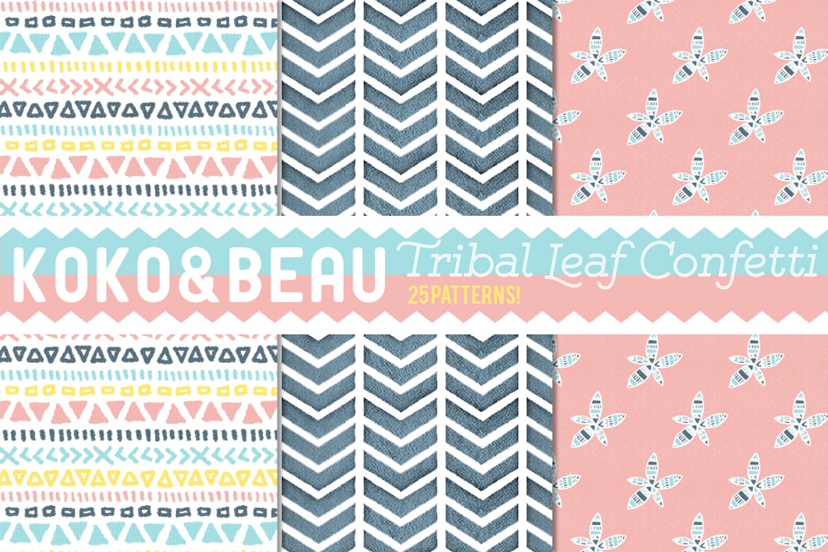 25 Tribal Leaf Confetti Patterns preview 4
