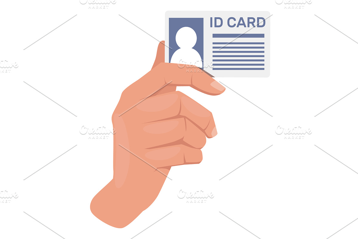 Hand holds ID plastic card with, a Person Illustration by Vectorbuum