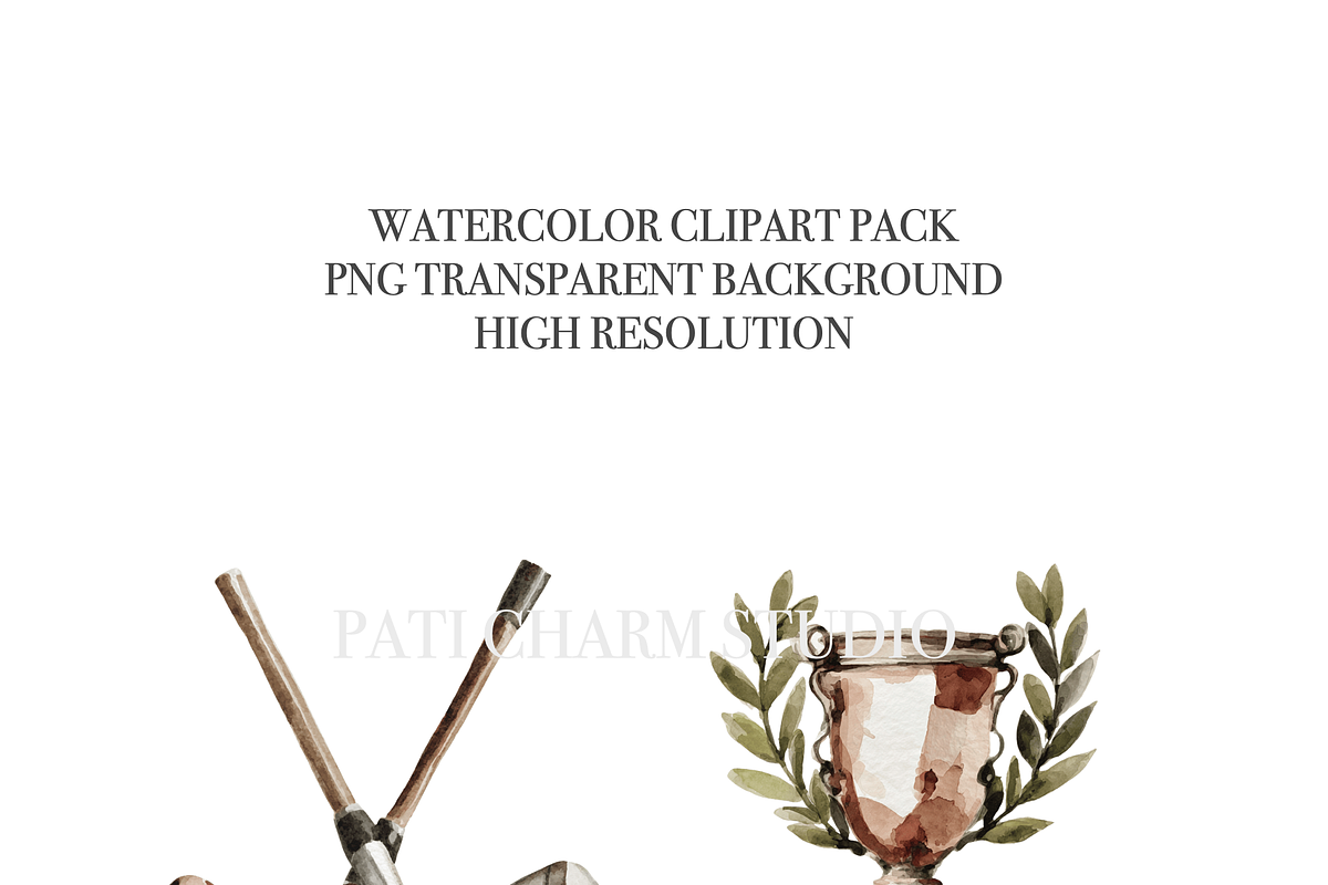 27 Watercolor Golf Clipart, a Decorative Illustration by Pati Charm Studio (Photo 4 of 8)