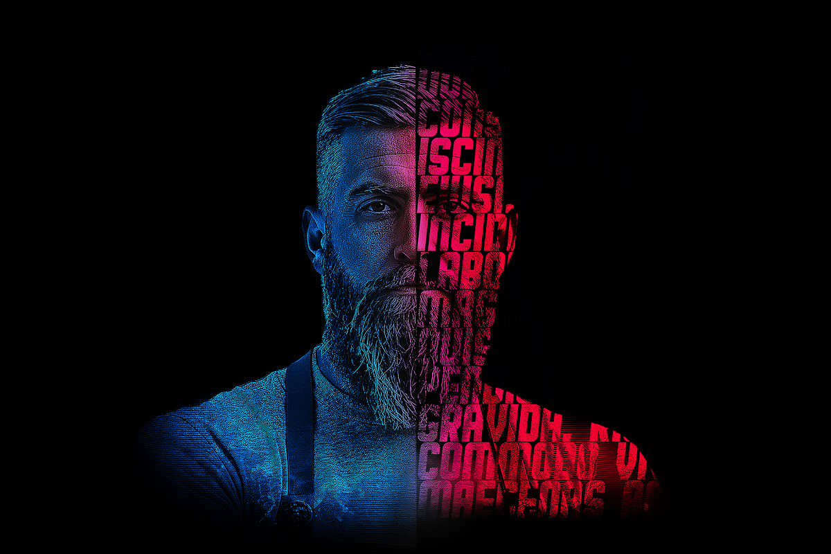 Text Portrait Photoshop Effect FX v1, a Brushes & More by INTENTFX (Photo 8 of 10)