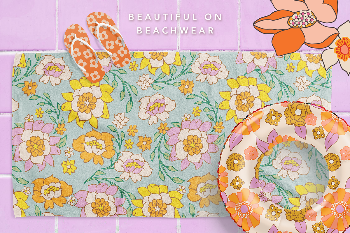 70s RETRO FLORAL PATTERN SET, a Pattern Graphic by Lauren Lesley Studio (Photo 7 of 16)