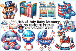 4th of July Baby Nursery Clipart, an Illustration by Craft Nest
