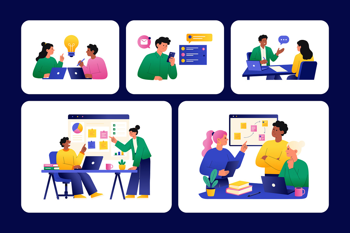 30 Animated Work Flat Illustrations, a Work Illustration by Prosymbols (Photo 3 of 4)
