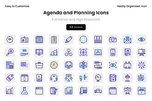 Agenda and Planning Icons, a Solid Icon by Wencory