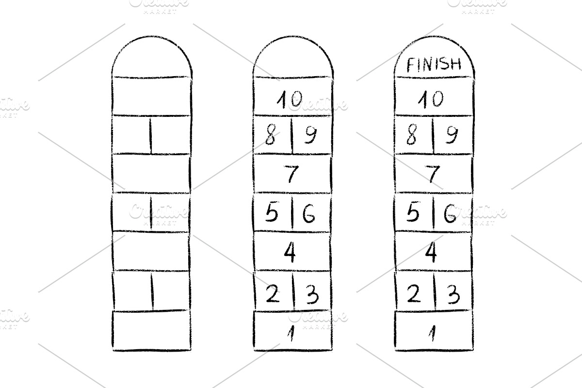 Hopscotch game grid with numbered, a Sport Illustration by YuliiaOsadcha