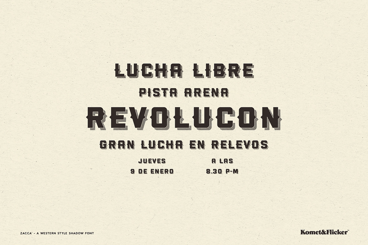 Zacca - A Western Shadow Font, a Sans Serif Font by Komet & Flicker (Photo 7 of 13)