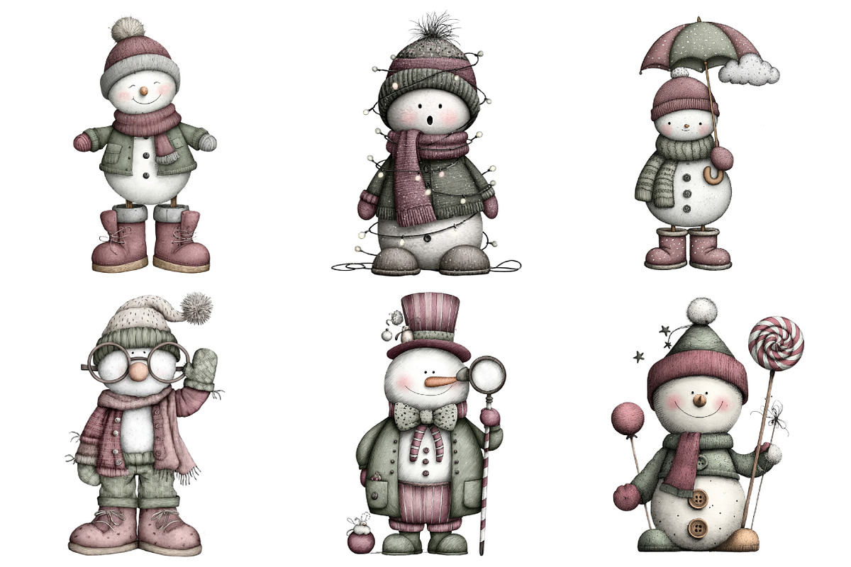Whimsical Christmas Snowman Clipart, an Illustration by Daily.Designs (Photo 5 of 5)