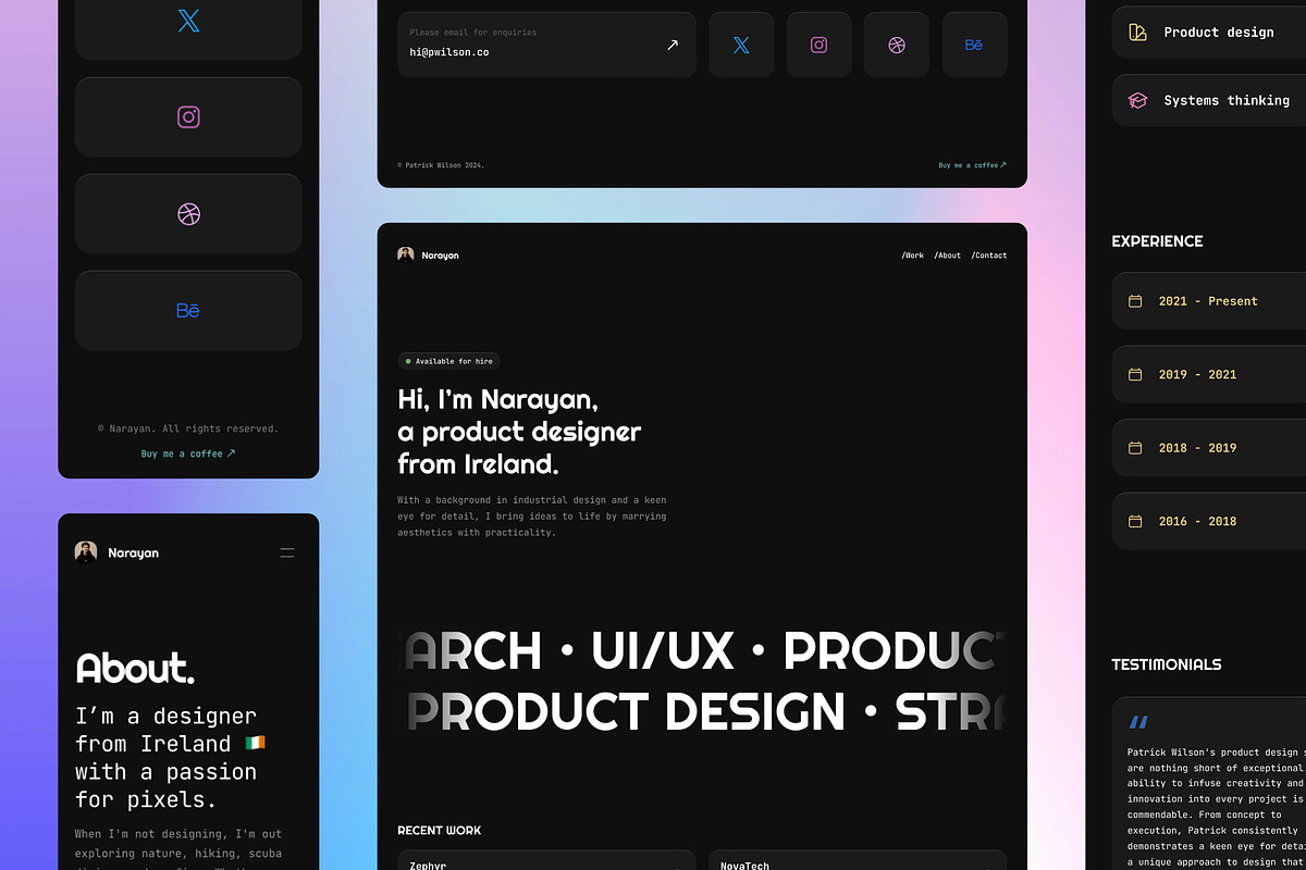 Narayan — Dark Framer Portfolio, a Landing Page Template by Eamonn Day Lavelle (Photo 2 of 5)