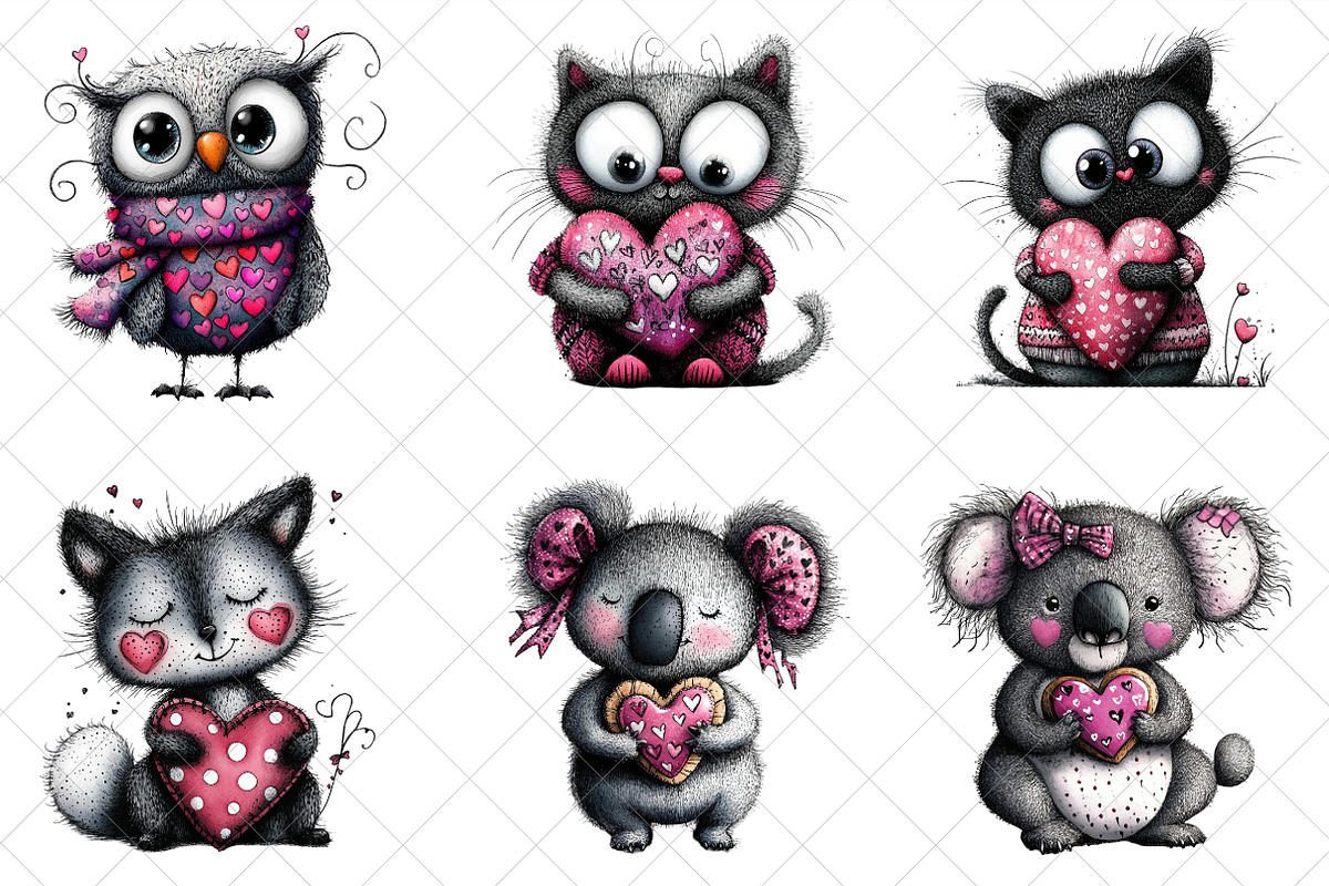 Love Woodland Animals Valentine PNG, an Illustration by SinaCreation (Photo 4 of 7)