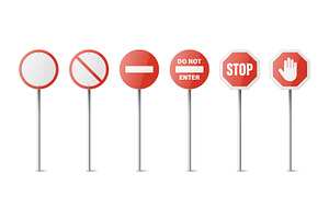Vector Set of Road Prohibition Signs, an Object Graphic by Gomolach