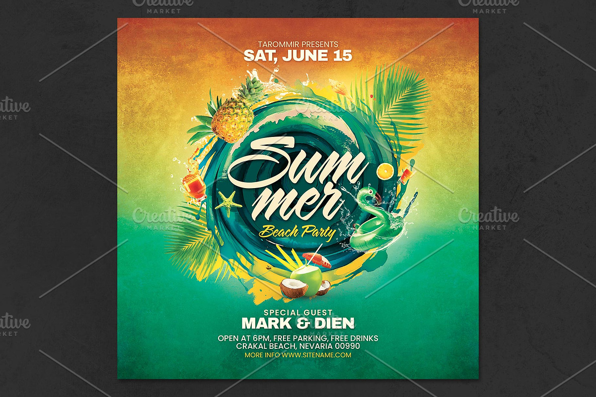 Summer Flyer Template, a Flyer Template by Tarommir (Photo 2 of 4)
