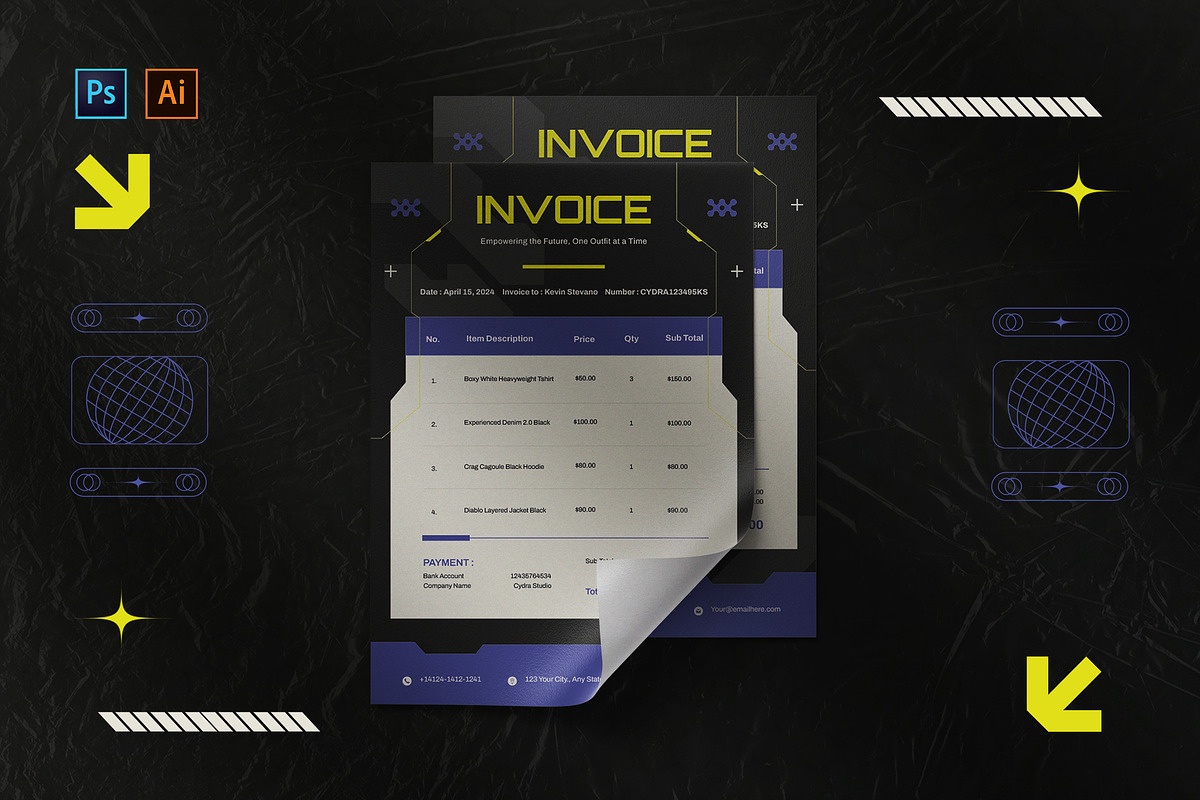 Cyber Transaction - Invoice Template, a Print Template by StreaksideStd (Photo 1 of 3)