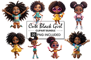 Chibi Afro-American Ilustrations PNG, a Solid Icon by Nina Shaw