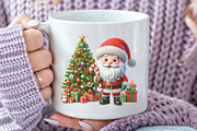 Watercolor Christmas Santa Tree PNG, a Work Illustration by CraftArtStudio (Thumbnail 5 of 6)