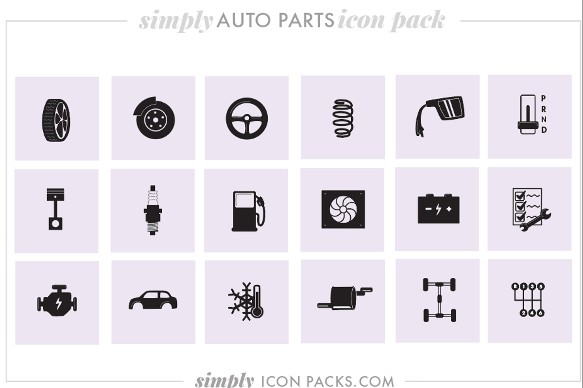 18 Quality Matching Auto Parts Icons, an Icon by LOOP & LAUREL (Photo 2 of 3)