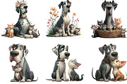 Great Danes with Kittens Clipart, an Illustration by CraftArtStudio (Thumbnail 2 of 6)
