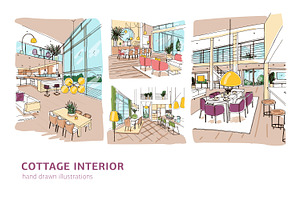 Cottage hand drawn interior, a Decorative Illustration by Good Studio