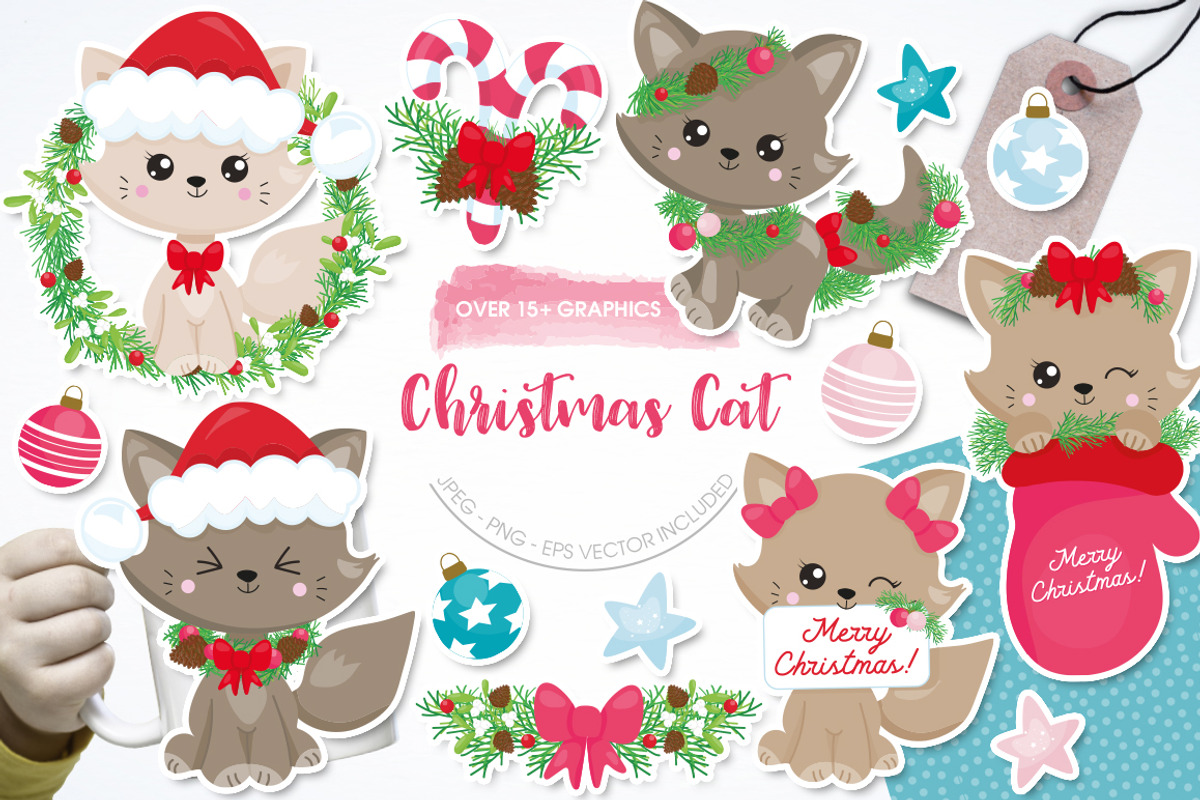 Christmas Cat, a Decorative Illustration by PrettyBundles (Photo 1 of 5)