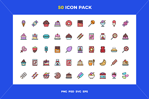 50 Desserts and candies icons, an Icon by Wencory
