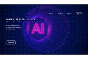 Ai Dots Background. Abstract Tech Bg, a Technology Illustration by Holo Art
