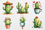 Watercolor Cute Cactus Clipart, an Illustration by CrexoraLab (Thumbnail 2 of 4)
